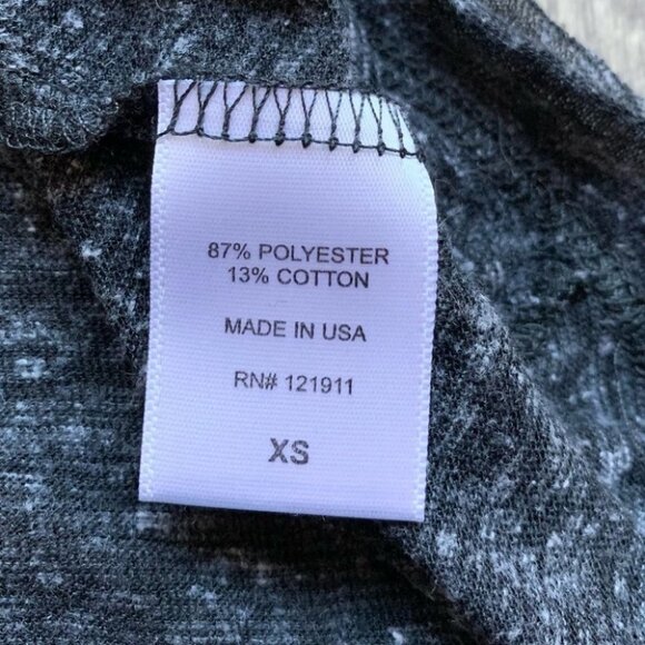 Revolve LNA Deep U Neck Tee T-Shirt Asymmetrical Hem Short Sleeve Heather Black - Picture 11 of 15